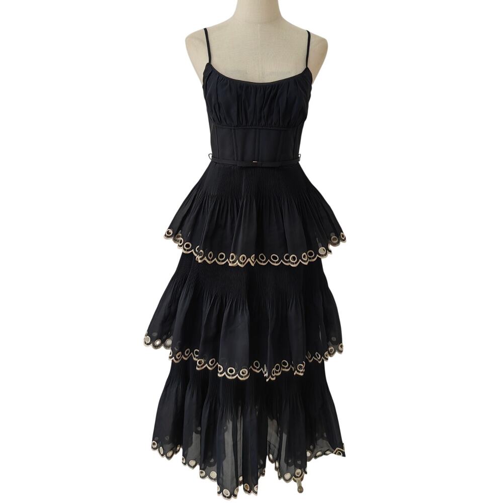 Zimmermann Tiered embroidered georgette midi dress